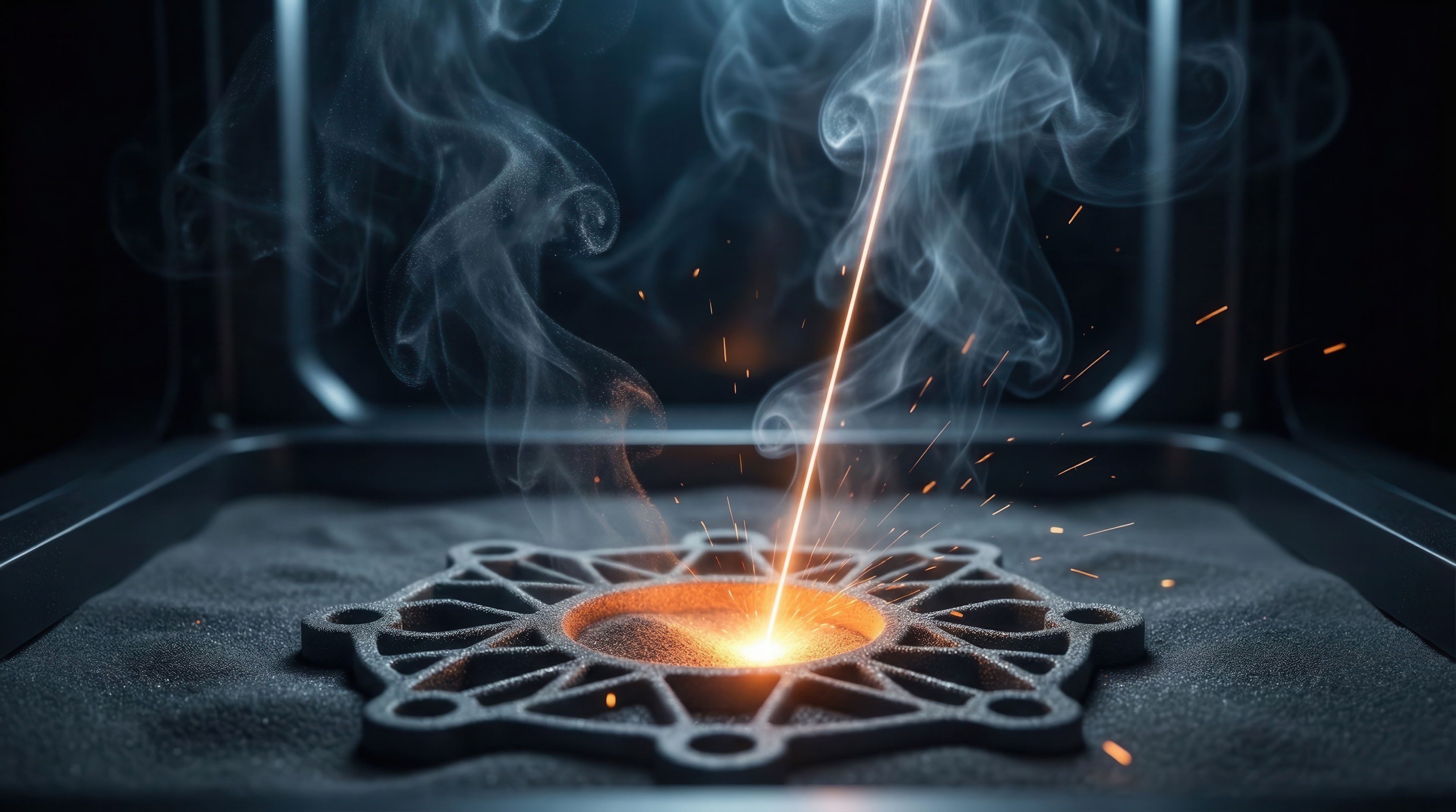 Selective Laser Sintering (SLS) 3D printing process producing durable nylon components